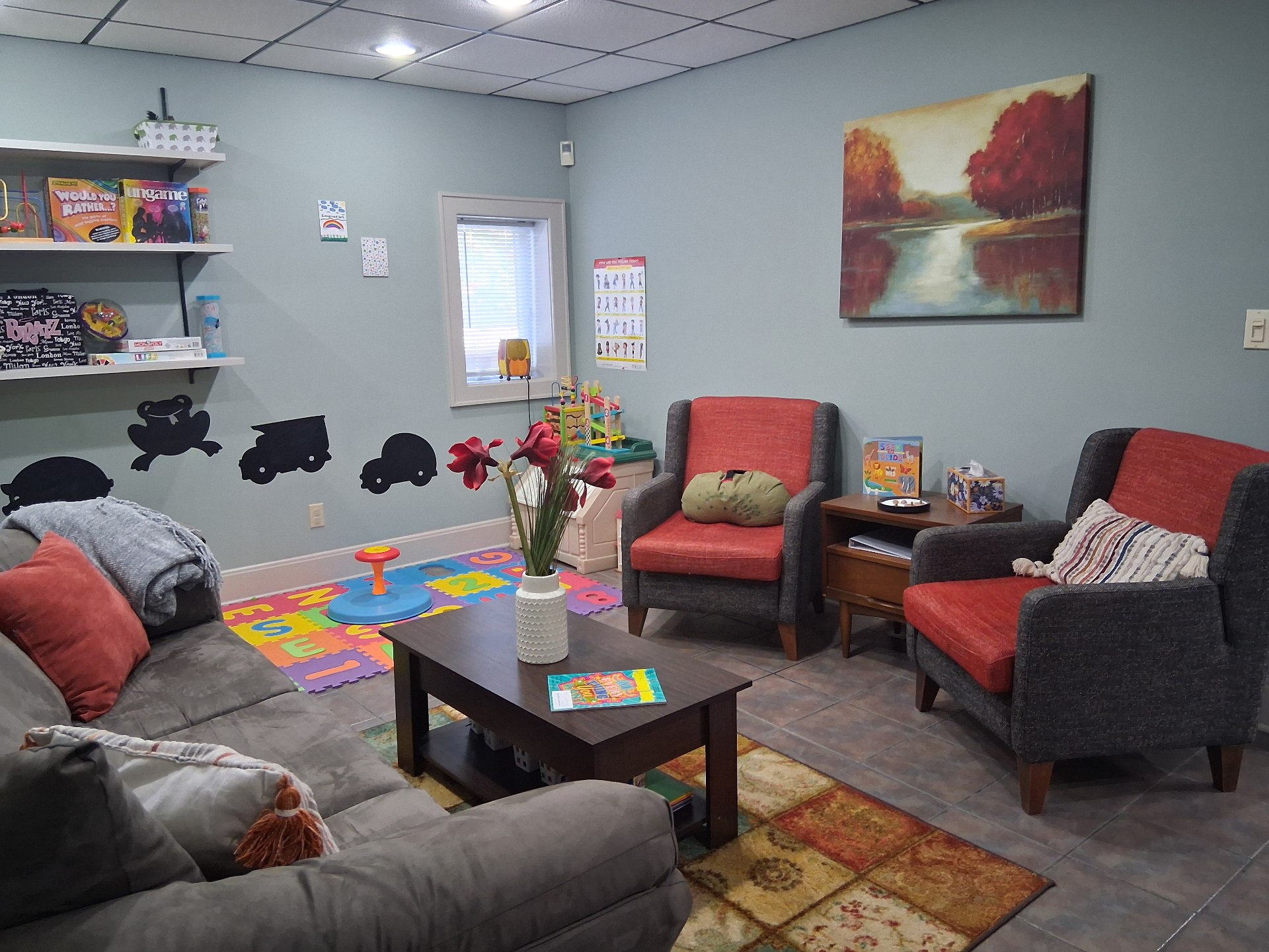 Comfortable therapy room at Katara Therapy